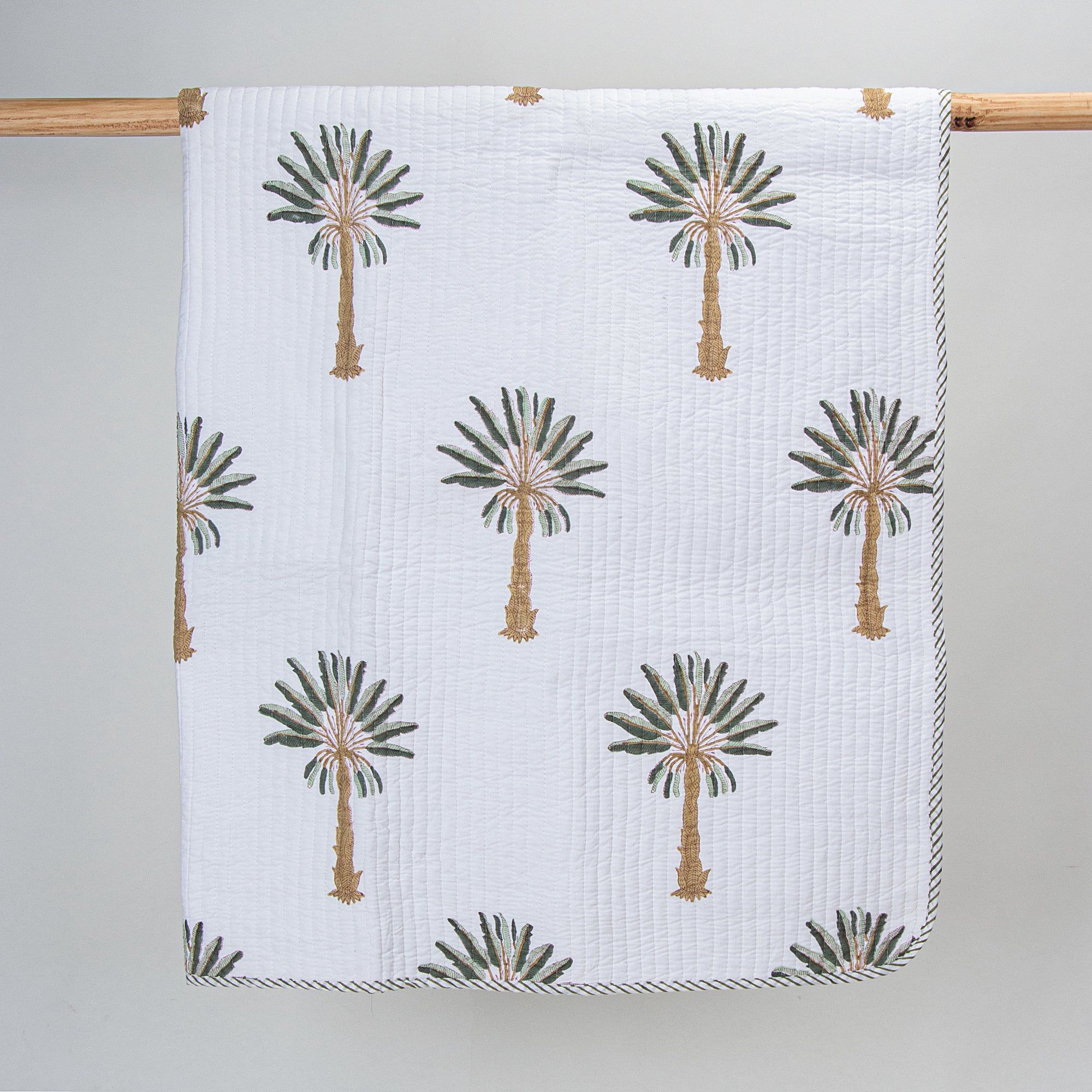 Green Palm Tree Hand Printed Soft Baby Blankets 136